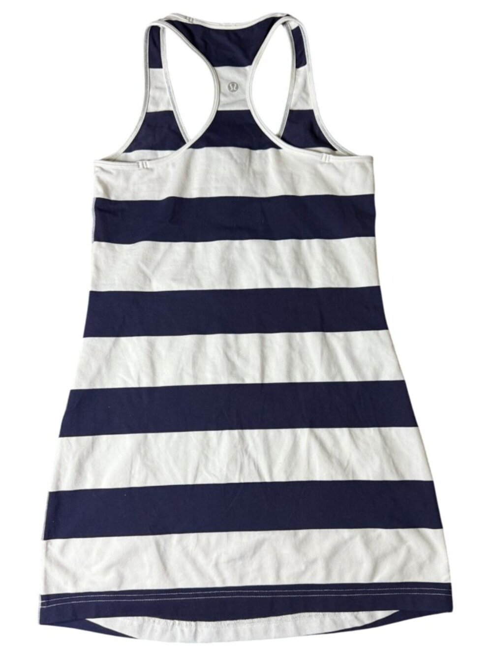 Lululemon Cool Racerback Extra Long Navy White Striped Tank Women Size 4 W1A21S - Picture 15 of 16